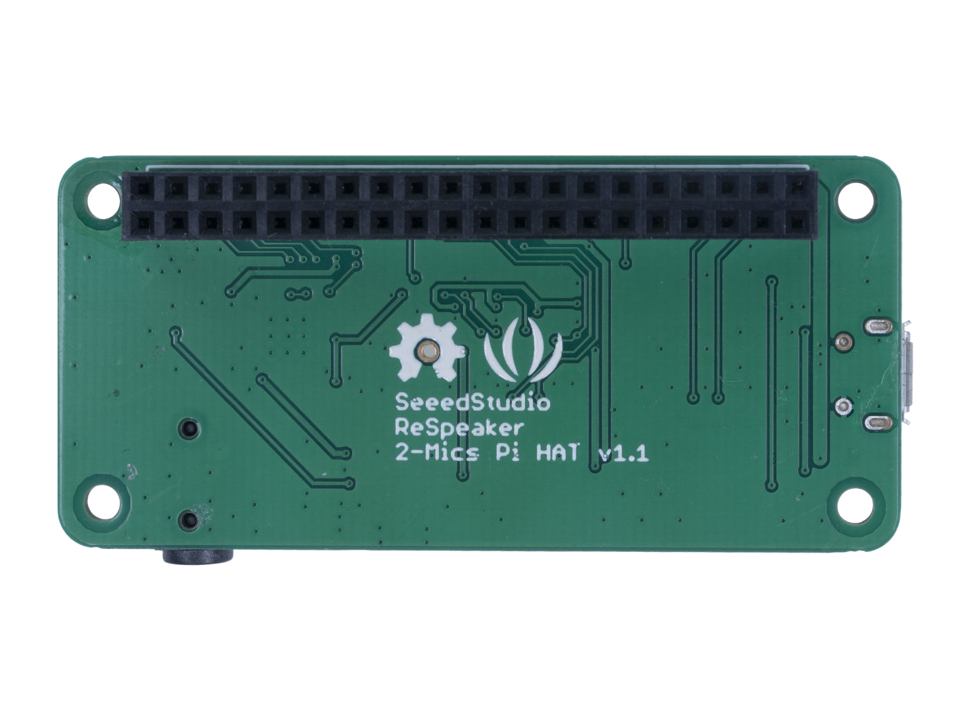 Green electronic component with 'SeeedStudio' branding on a white background