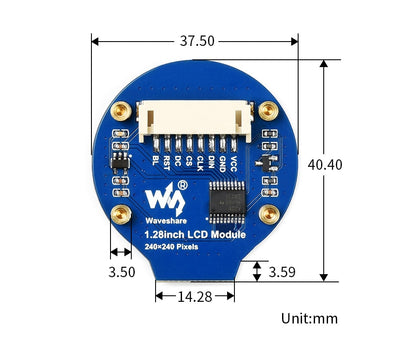 1.28inch Round LCD Display Module 240×240, 65K RGB