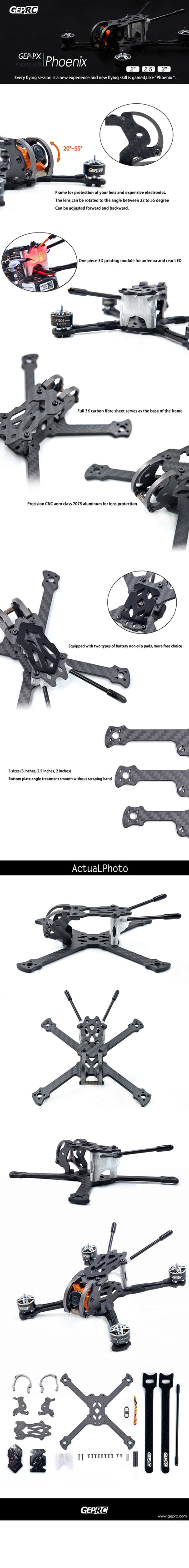 GepRC PX3 'Phoenix' 3" FPV Quadcopter Frame