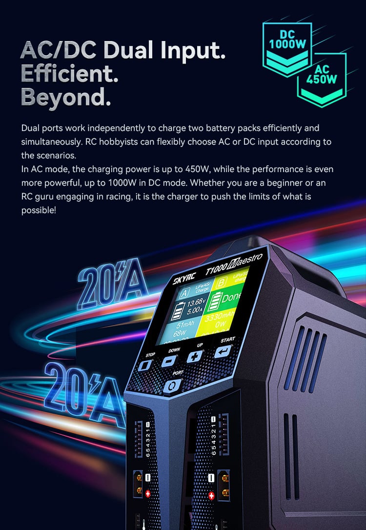 SkyRC T1000 Maestro AC/DC Dual Charger
