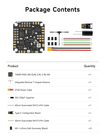 GEPRC TAKER F405 20A ELRS 2.4G AIO Flight Controller (2-4S)