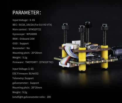 T-Motor Mini F7 Stack + F45A 3-6S BLHeli_32 4-in-1 ESC