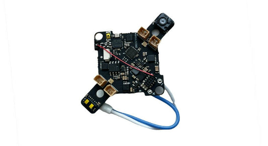 Electronic circuit board with various components on a white background