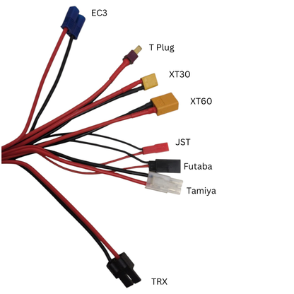 8-in-1 XT60 Plug to XT60 EC3 XT30 TRX JST FUTABA TAMIYA T Plug Charging Cable