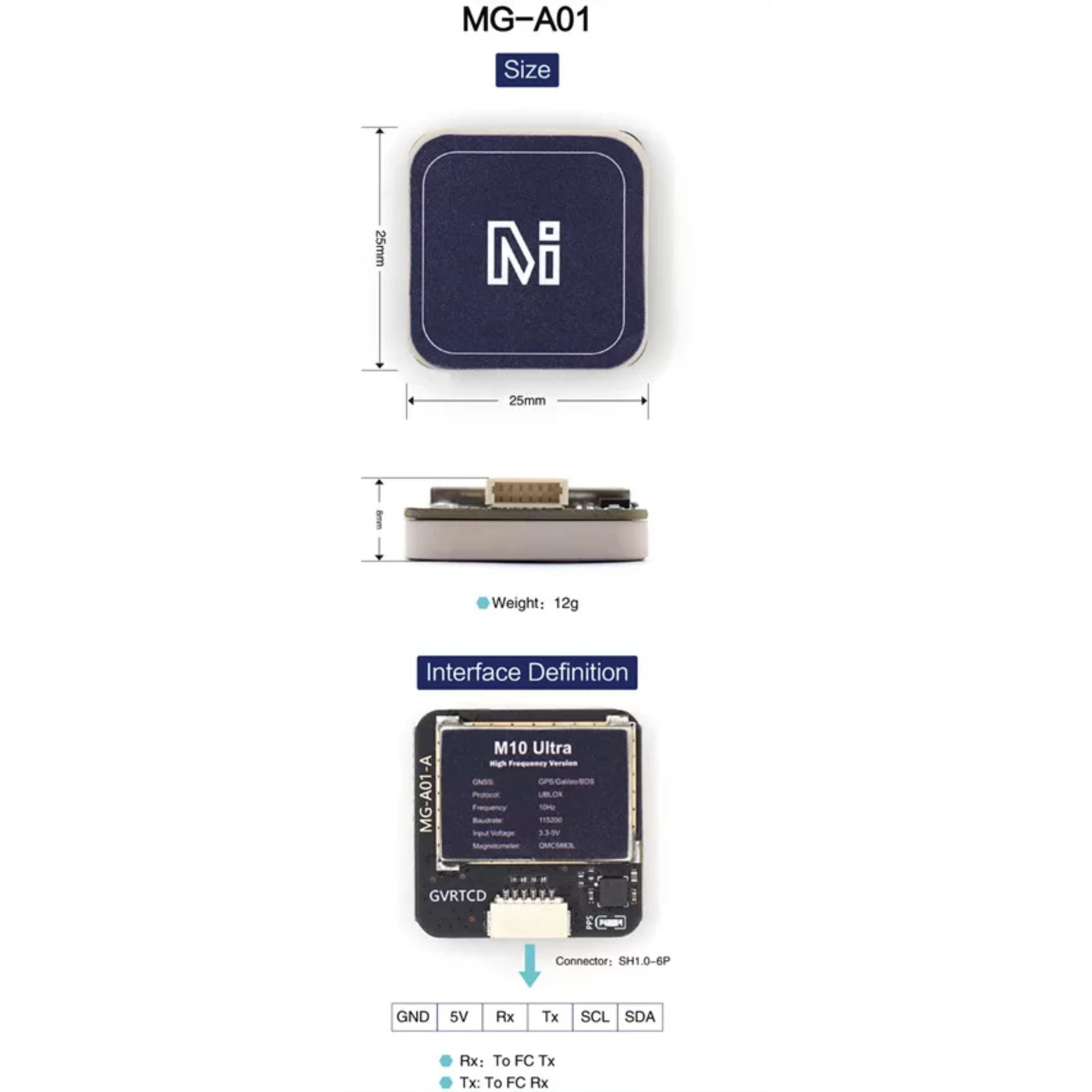 GPSレシーバー U-blox M10 Bluetooth タイプC電源 M10 GPS Module U-blox | 10Hz Precision | Betaflight INAV Ardupilot