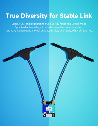 GEPRC ELRS Nano DUAL 2.4G True Diversity Receiver (ESP32-C3 & TCXO)