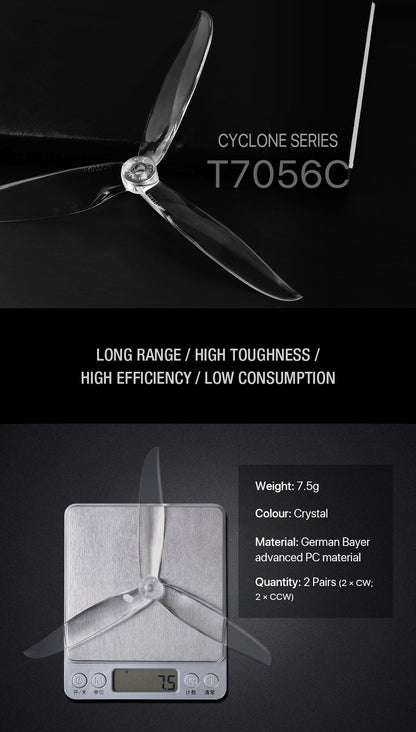 DAL T7056C Pro Cyclone Propellers - Crystal Clear