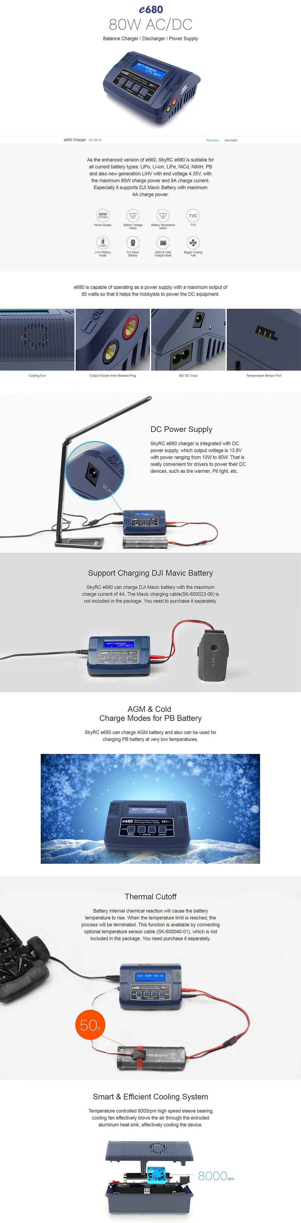 SkyRC e680 80W Charger 1-6s