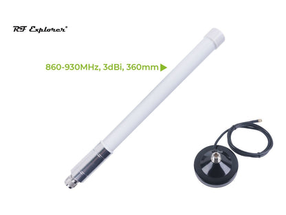 LoRa 3dBi Fiberglass Antenna Kit with base (860-930MHz 360mm) RFELA-1/389