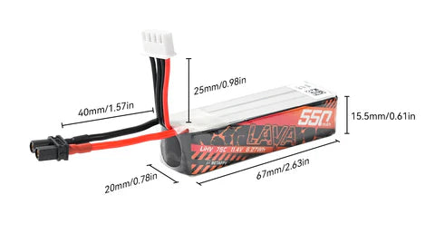 LAVA 3S 550mAh 75C Battery (2PCS)