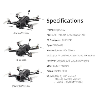 HGLRC Rekon35 v2 WTFPV Long-Range FPV Drone (ELRS 2.4G) (No VTX/Camera)