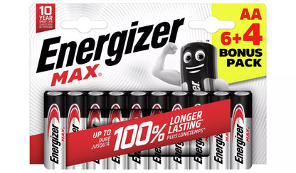 Energizer Max AA LR6 Alkaline Power Batteries 10 Pack