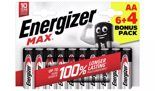 Energizer Max AA LR6 Alkaline Power Batteries 10 Pack