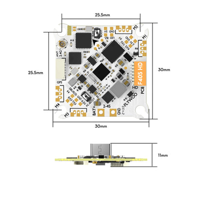 Flywoo GOKU F405 HD 20A AIO Flight Controller (3-4S, Onboard ELRS, O4/O4 Pro Ready)