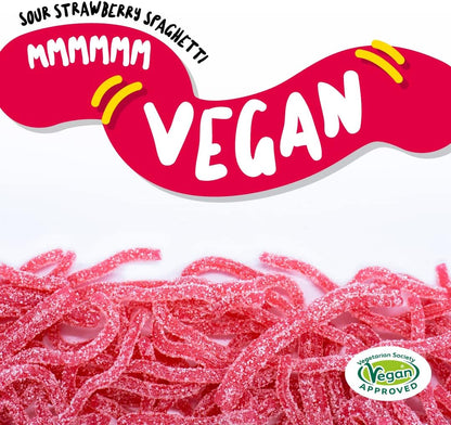Bebeto Sour Strawberry Spaghetti Fruity Sweets, Sour Fizzy Chewy Fruity Laces, Single Pack, 70g