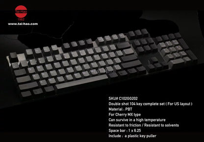 Tai-Hao PBT Double Shot Keycaps Set - Black/Grey