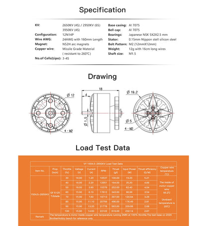 BrotherHobby VY 1504.5 Motor (2650kV, 2950kV, 3950kV) 4-6S