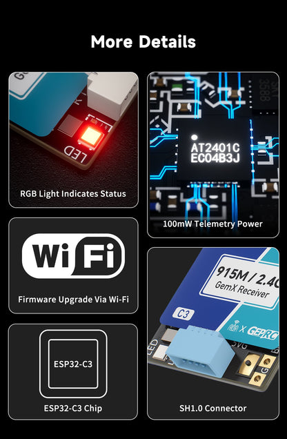 GEPRC C3 Gemini Xrossband ELRS Receiver (Dual-Band 915MHz/2.4GHz)