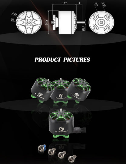 Flash A1408 Brushless Motor - 1.5mm Shaft (2800kV, 3650kV)