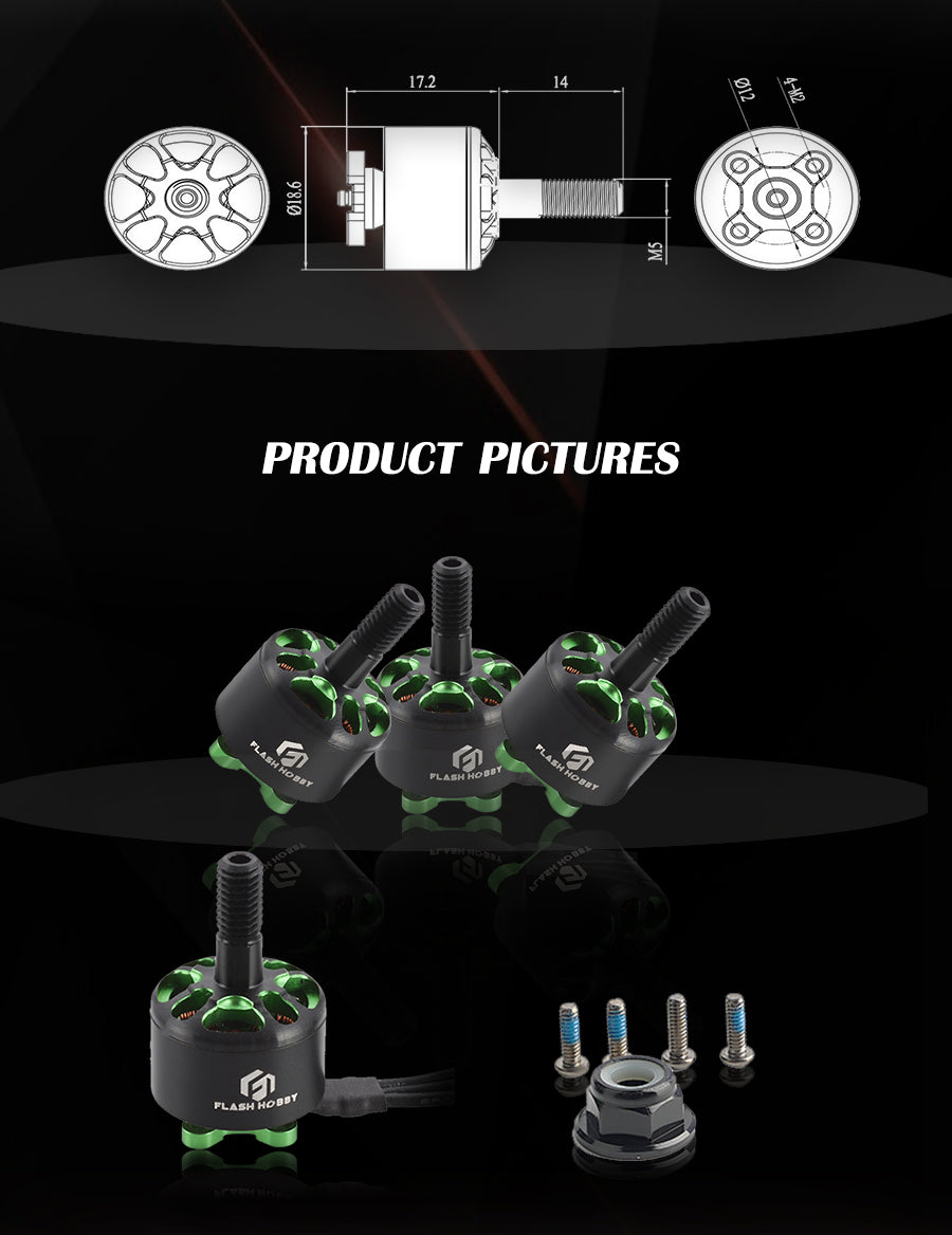 Flash A1408 M5 Brushless Motor (2800kV, 3650kV)