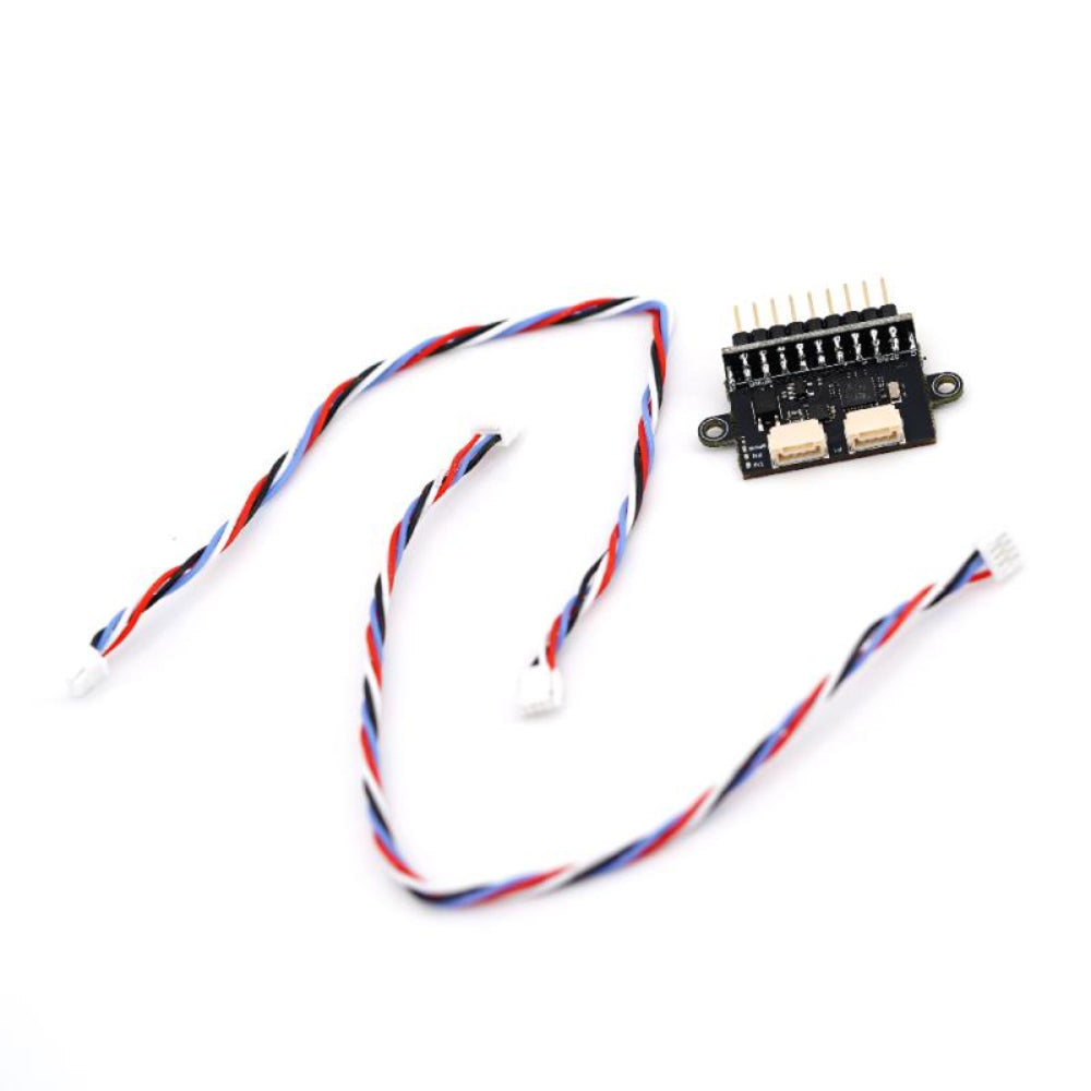 Electronic component with multicolored wires on a white background