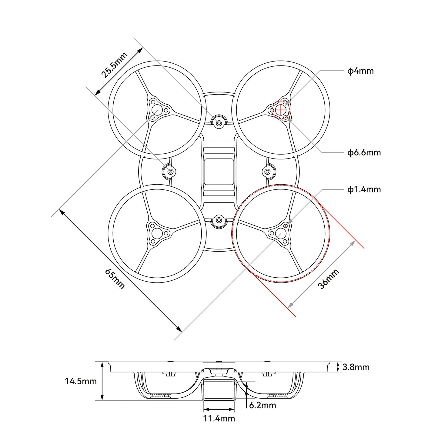 BETAFPV Air65 Champion: Ultraleichter 65mm Brushless Whoop-Rahmen