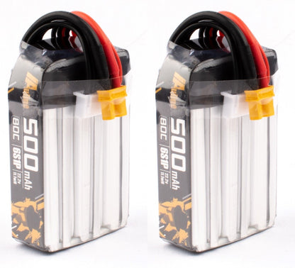 AuLine 500mAh 6S 22.2V 80C XT30 Lipo Battery (2 Pack)