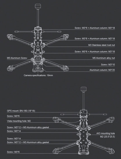 Foxeer Aura Lite 5 LR Quadcopter Frame