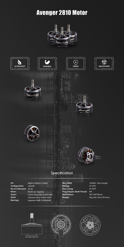 BrotherHobby Avenger 2810 Motor (860kV, 1180kV, 1500kV)