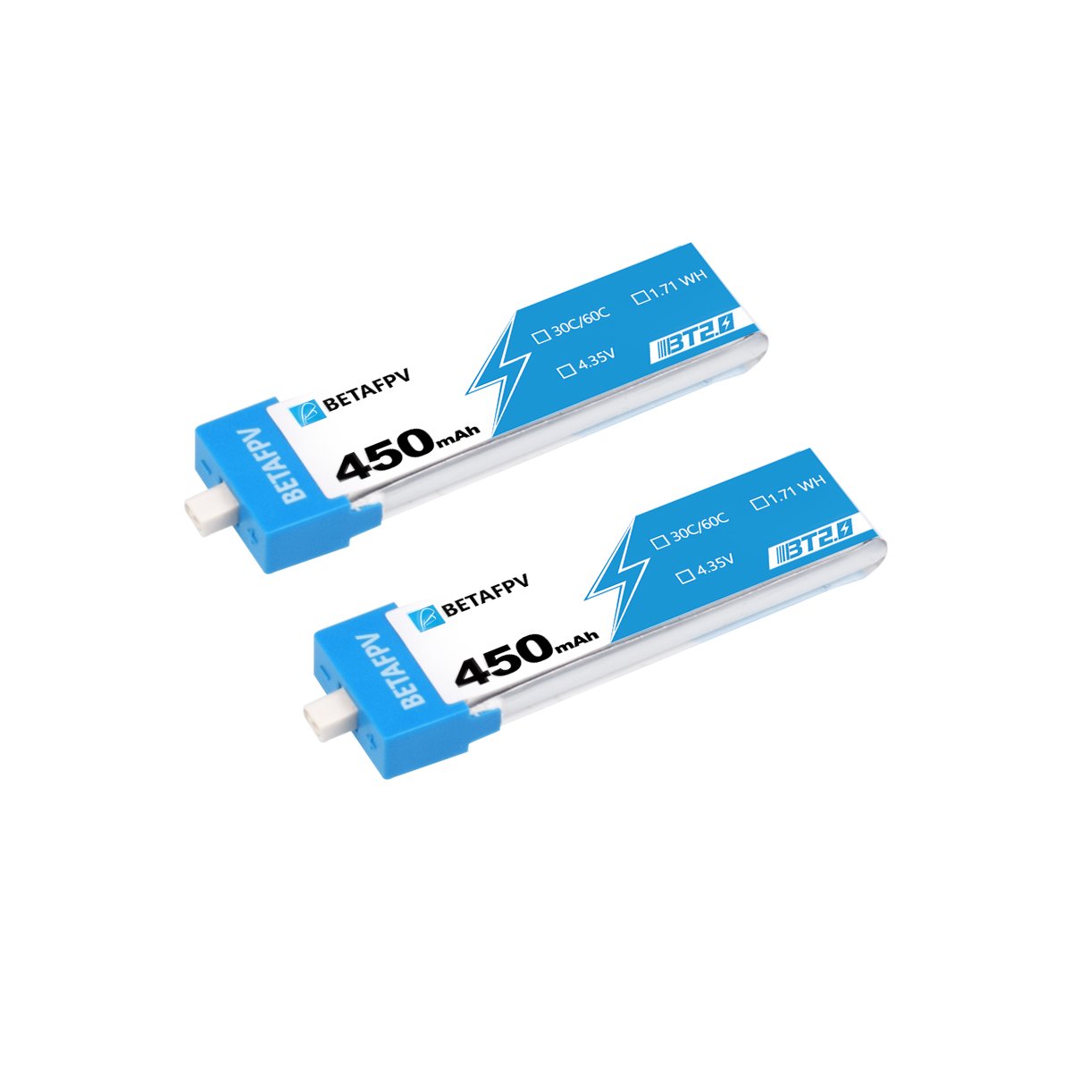 BetaFPV BT2.0 450mAh 1S 30C Battery (pack of 4)