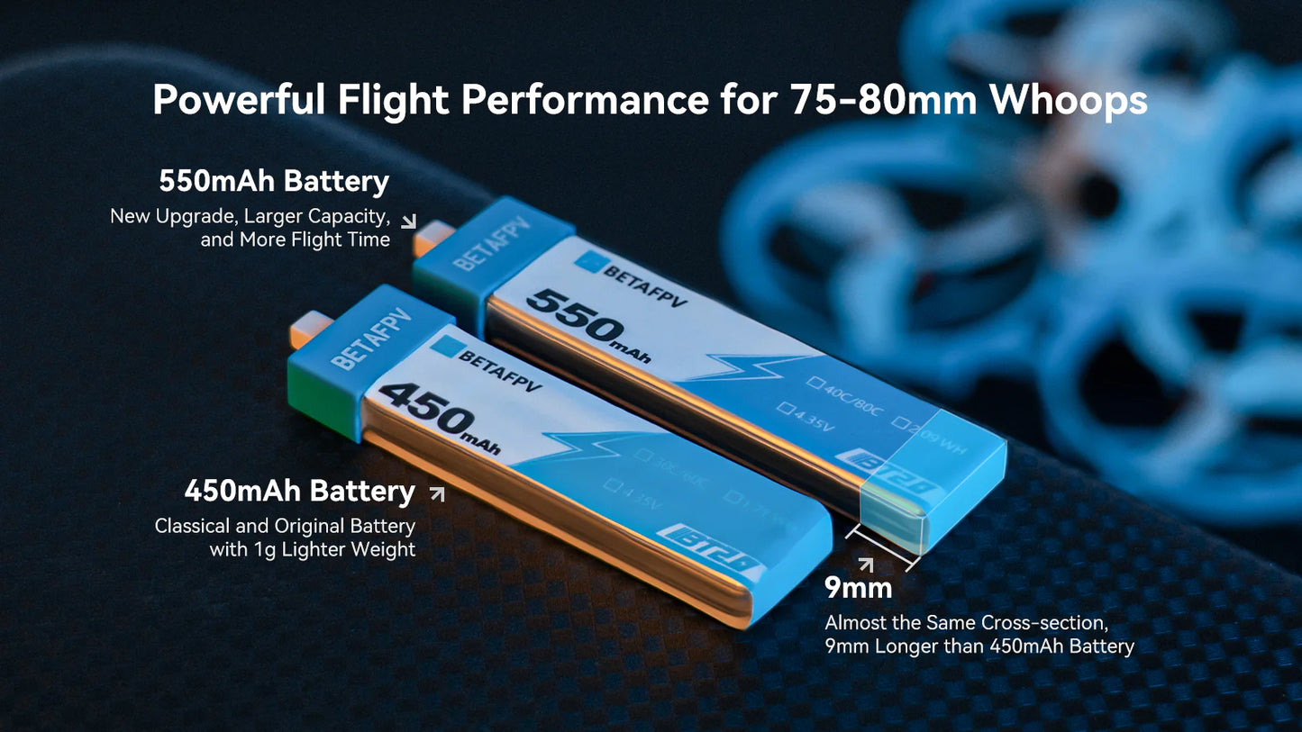 BetaFPV BT2.0 550mAh 1S 30C Battery (pack of 4)