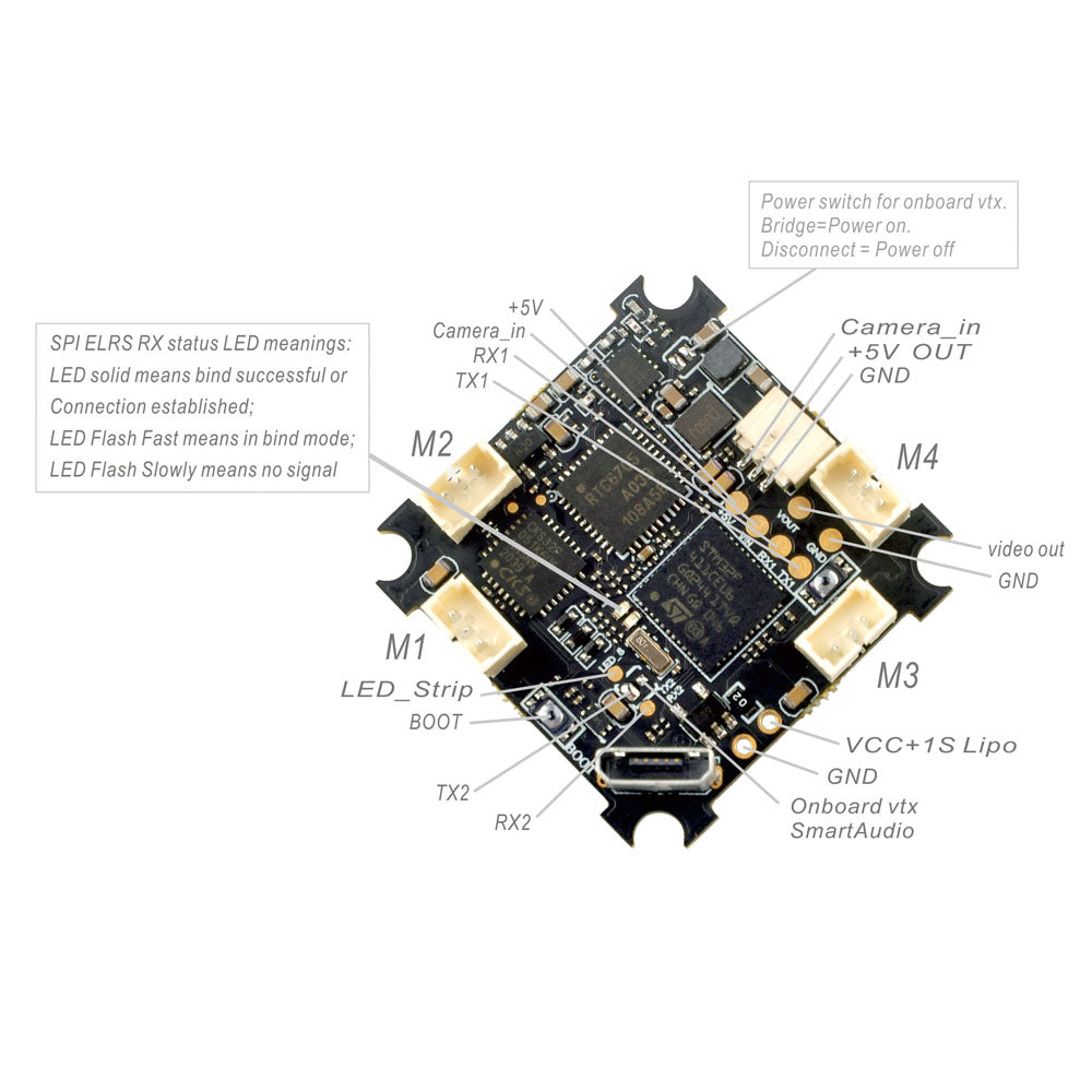 Happymodel ELRSF4 AIO Flight Controller 2.4GHz ELRS V3.1 V3.3 | 5-in-1 FC