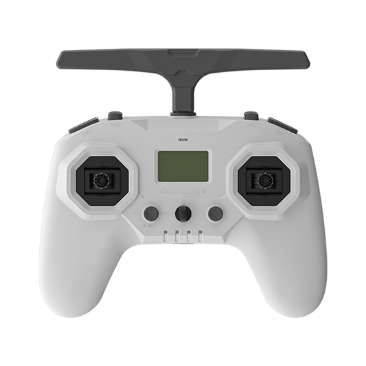iFlight Commando 8 Pro GemX ELRS radio transmitter in grey, front view