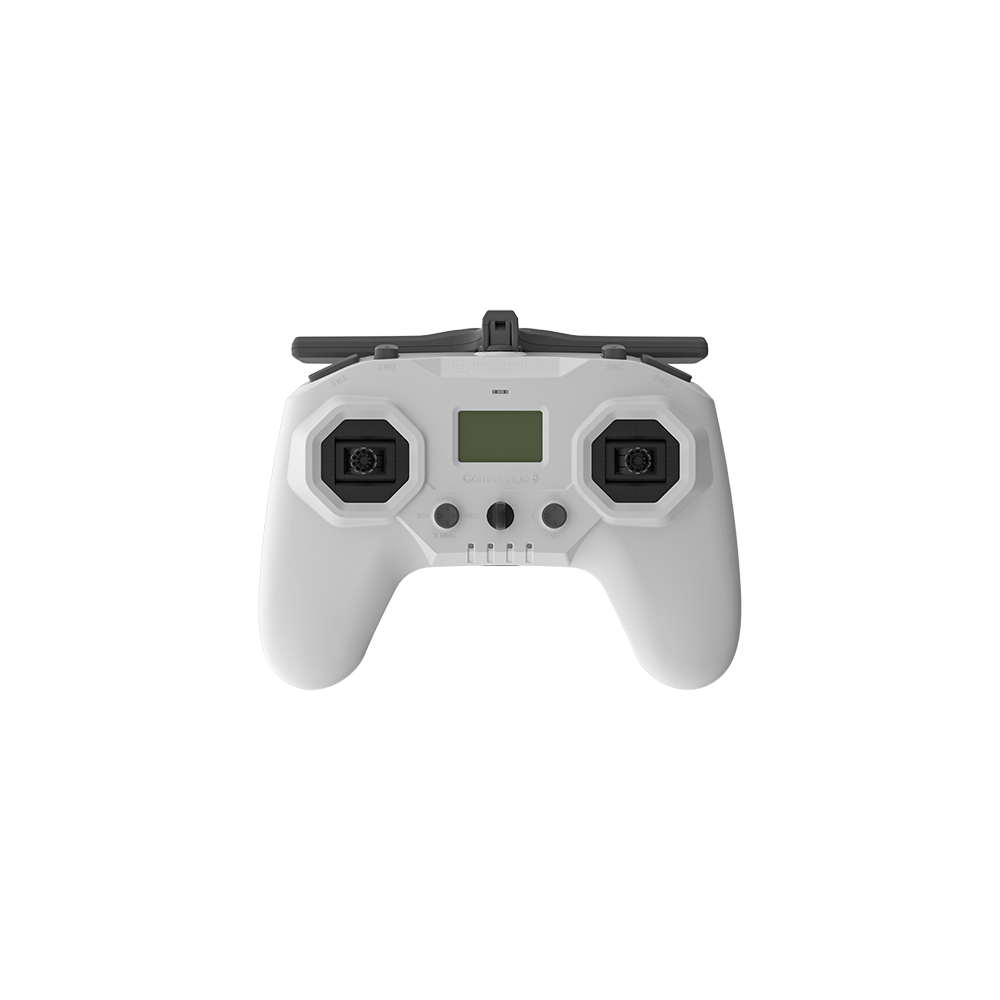 iFlight Commando 8 Pro grey radio transmitter, angled view