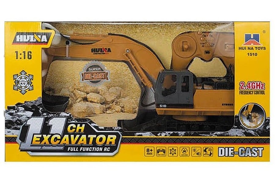 Huina 2.4G 11Ch R/C Excavator 1:16 RTR w/ Die Cast Bucket