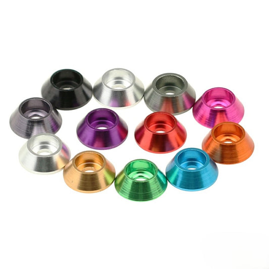 10pc M3 Cone Cup Cap Head Washers Coloured Aluminium Pack