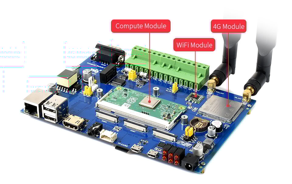IoT Base Board for Raspberry Pi Compute w/ PoE, 4G [SL4]