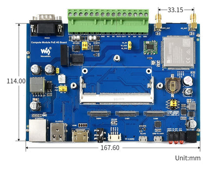 IoT Base Board for Raspberry Pi Compute w/ PoE, 4G [SL4]