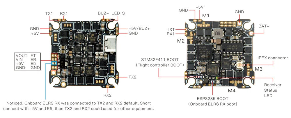 CrazyF411 ELRS AIO Toothpick Flight Controller (20A)