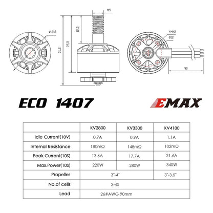 Emax Eco 1407 Cinewhoop Motor (3300Kv, 4100Kv)