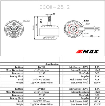 Emax ECOII 2812 3-6S 930kV Motor