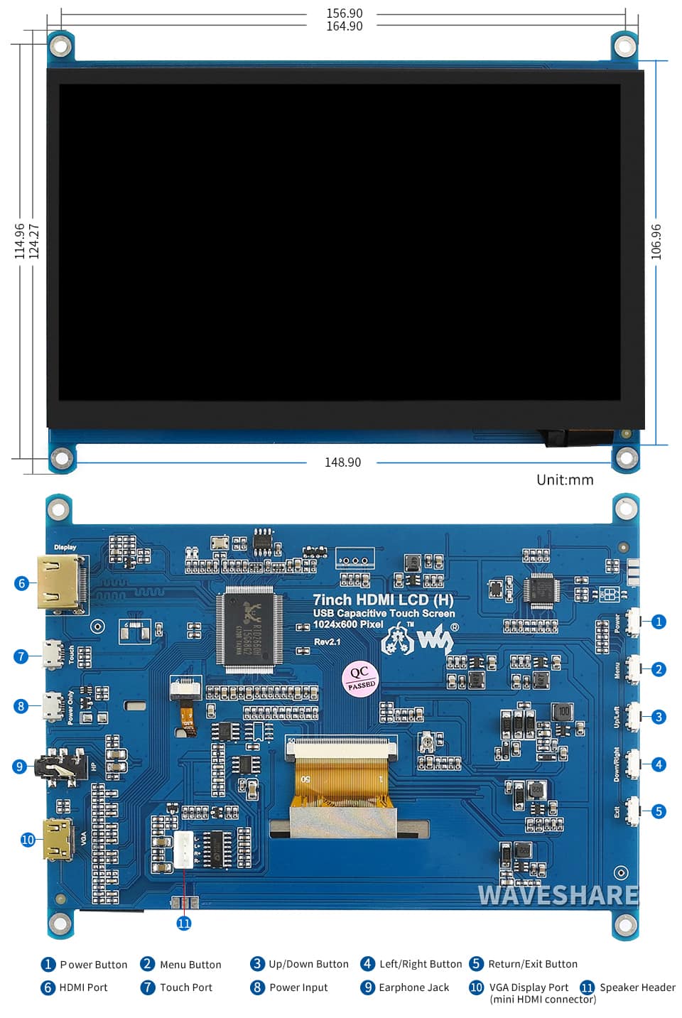 7inch HDMI IPS Capacitive Touch Screen LCD