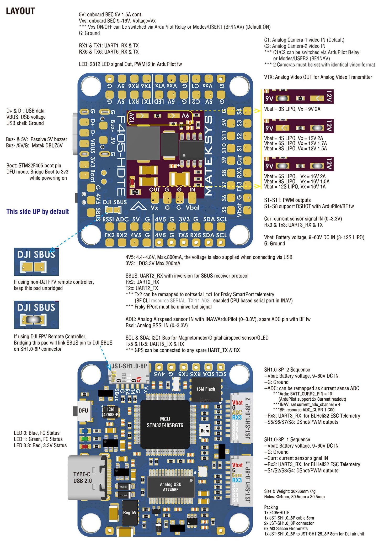 Matek F405-HDTE Flight Controller