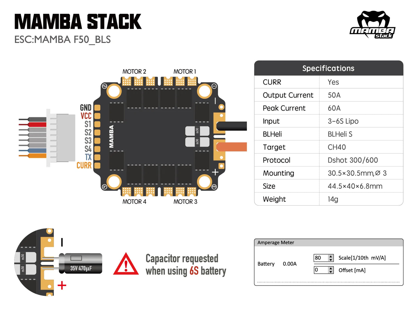 Diatone Mamba Basic Stack F405 MK2 F50 50A BLS 4-6S