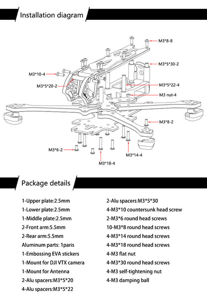 FPVracer NEXT5 Freestyle Quadcopter Frame