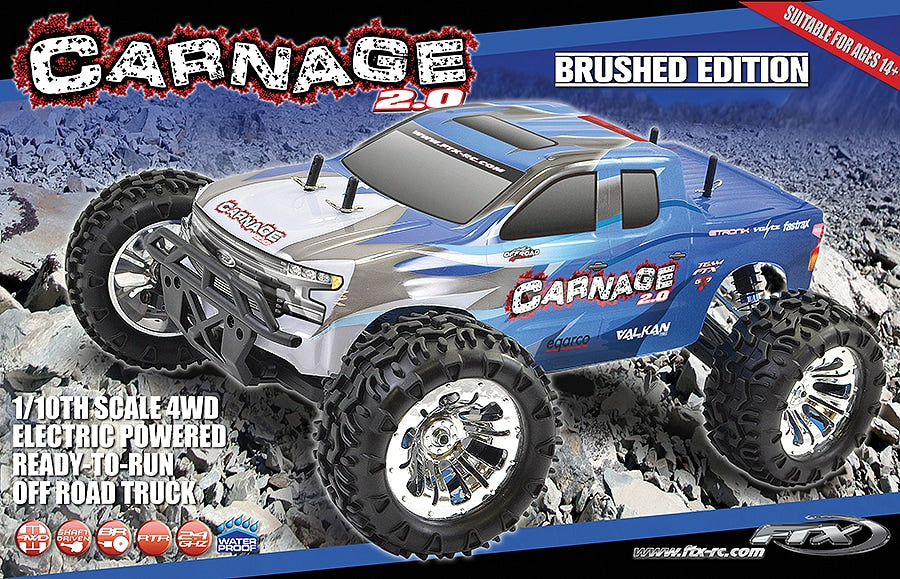 FTX Carnage 2.0 1/10 4WD Brushed Truck RTR (Blue / Red)
