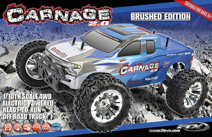 FTX Carnage 2.0 1/10 4WD Brushed Truck RTR (Blue / Red)