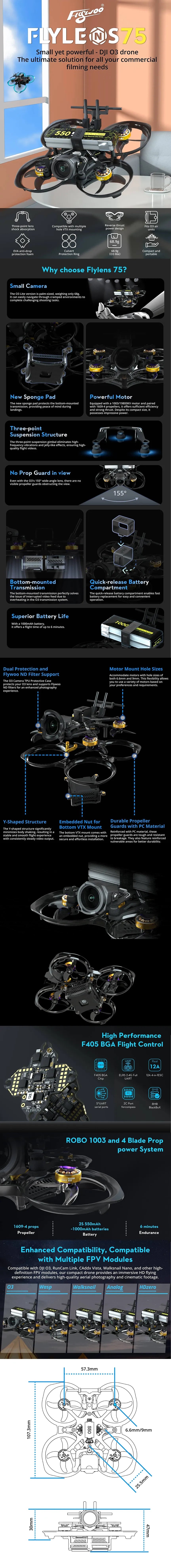 Flywoo FlyLens 75 Kit 2S BNF Whoop