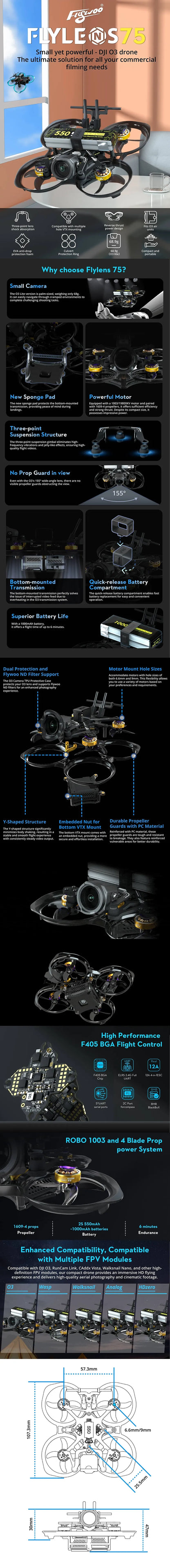Flywoo FlyLens 75 Kit 2S BNF Whoop