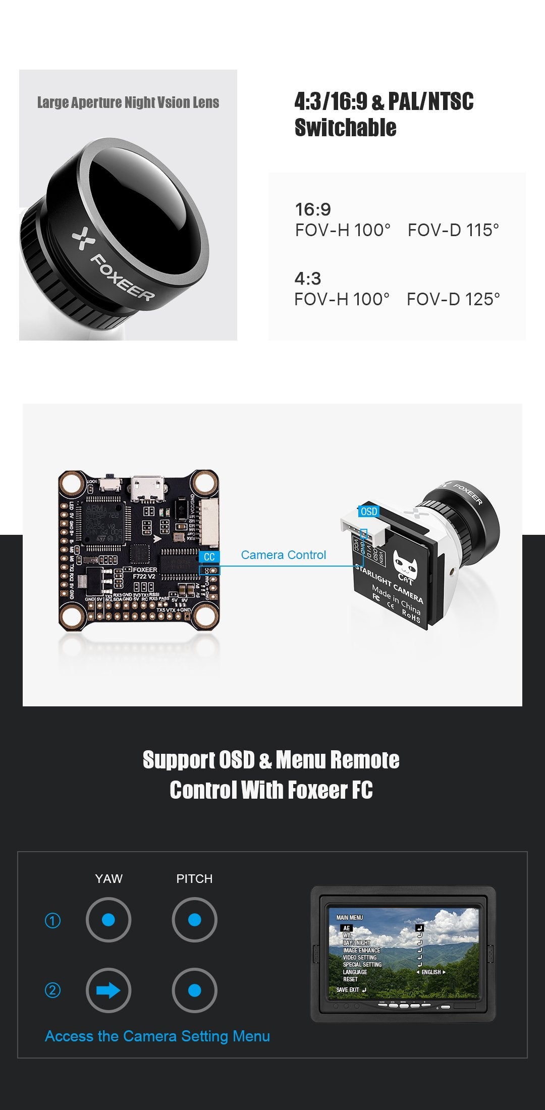 Foxeer Cat 3 Micro - 1200TVL Super Low Light FPV Night Camera
